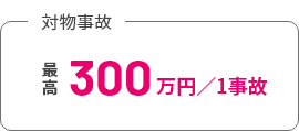 対物事故の補償額：1事故に対し最高300万円